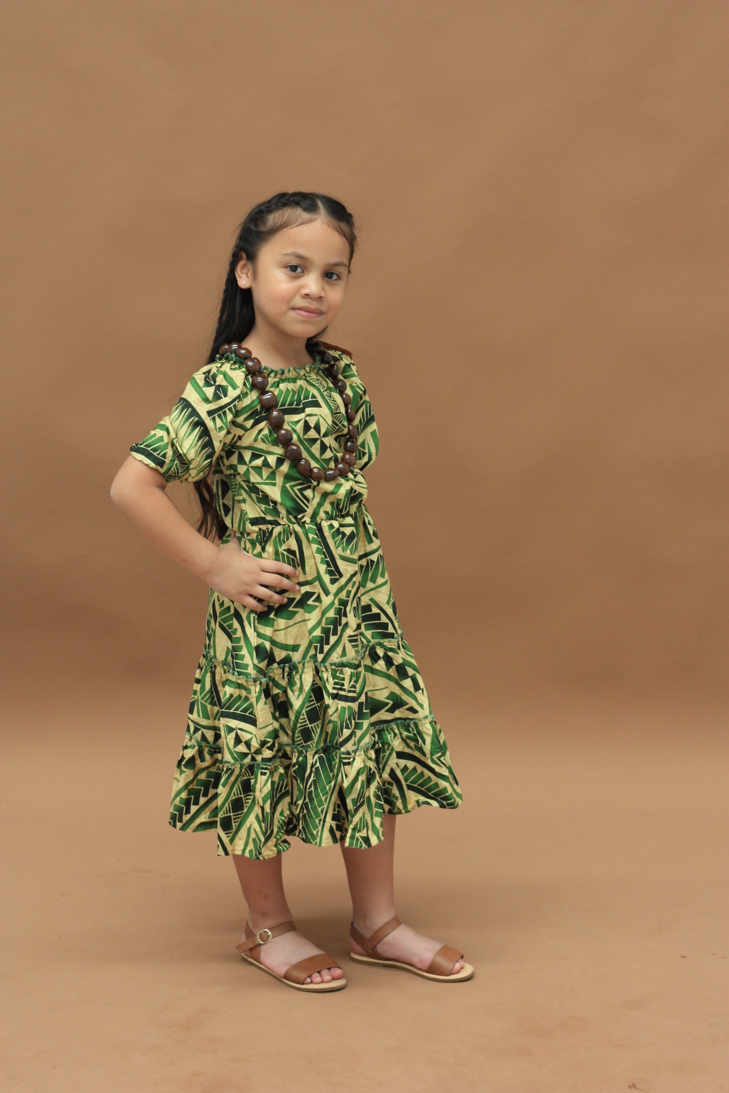 Kalavata Girl's Olive Dress FB1732