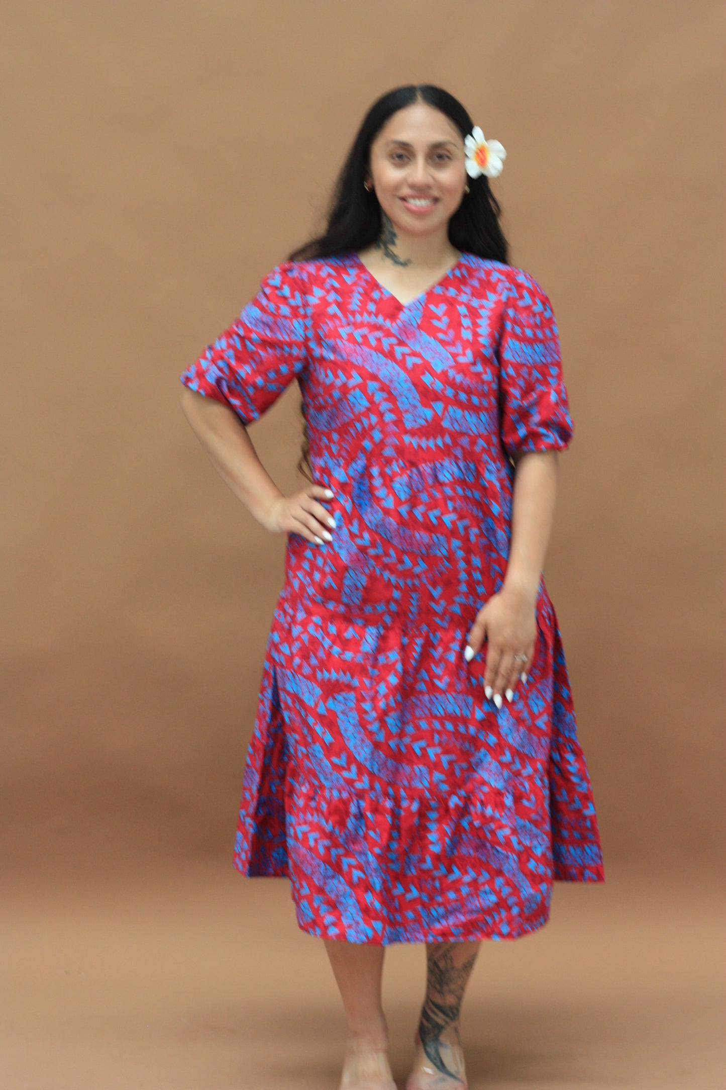 Kalavata Plum Women's Dress (Maroon & Blue)