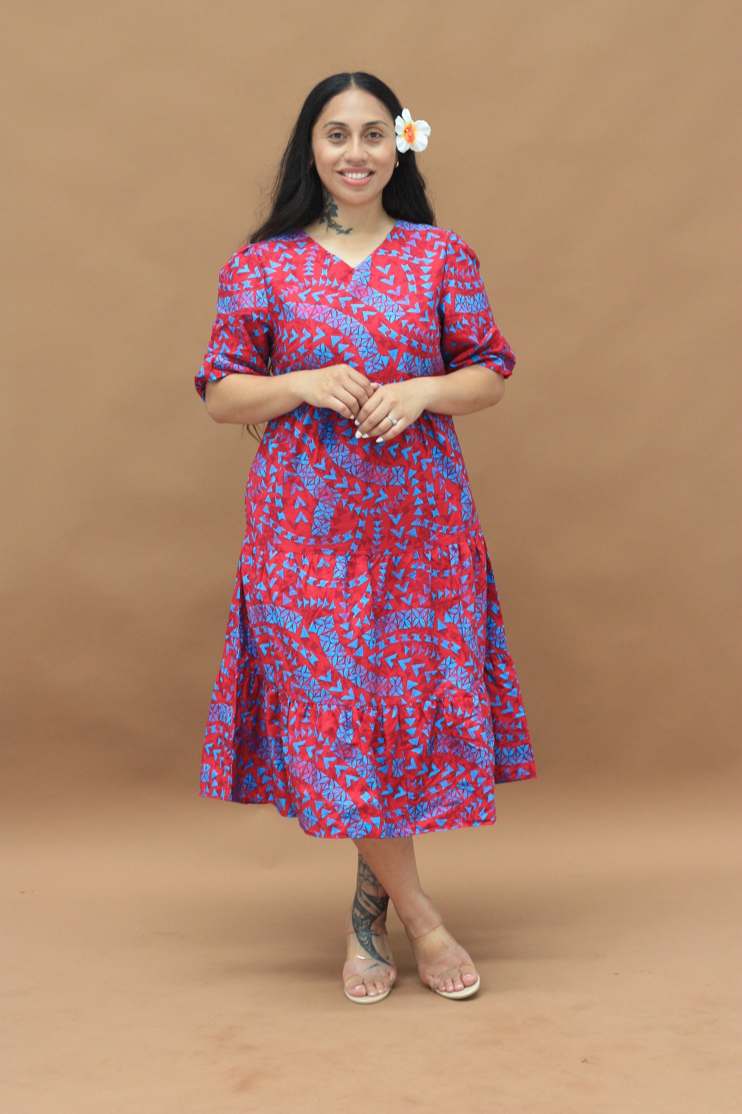 Kalavata Plum Women's Dress (Maroon & Blue)