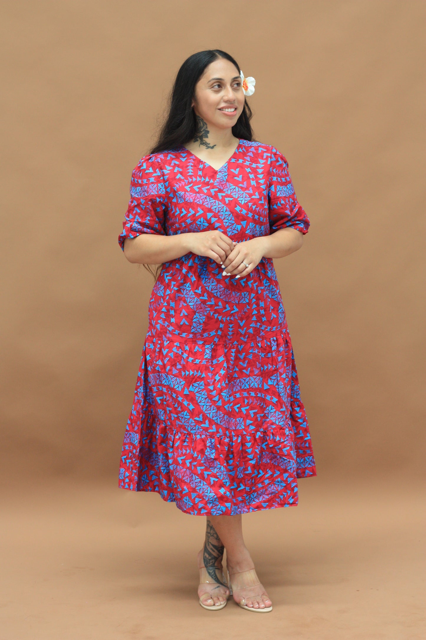 Kalavata Plum Women's Dress (Maroon & Blue)