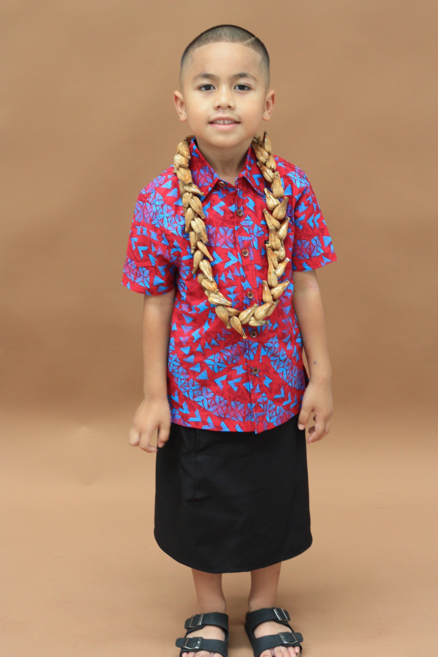 Kalavata Boy's Plum Shirt (Maroon & Blue)