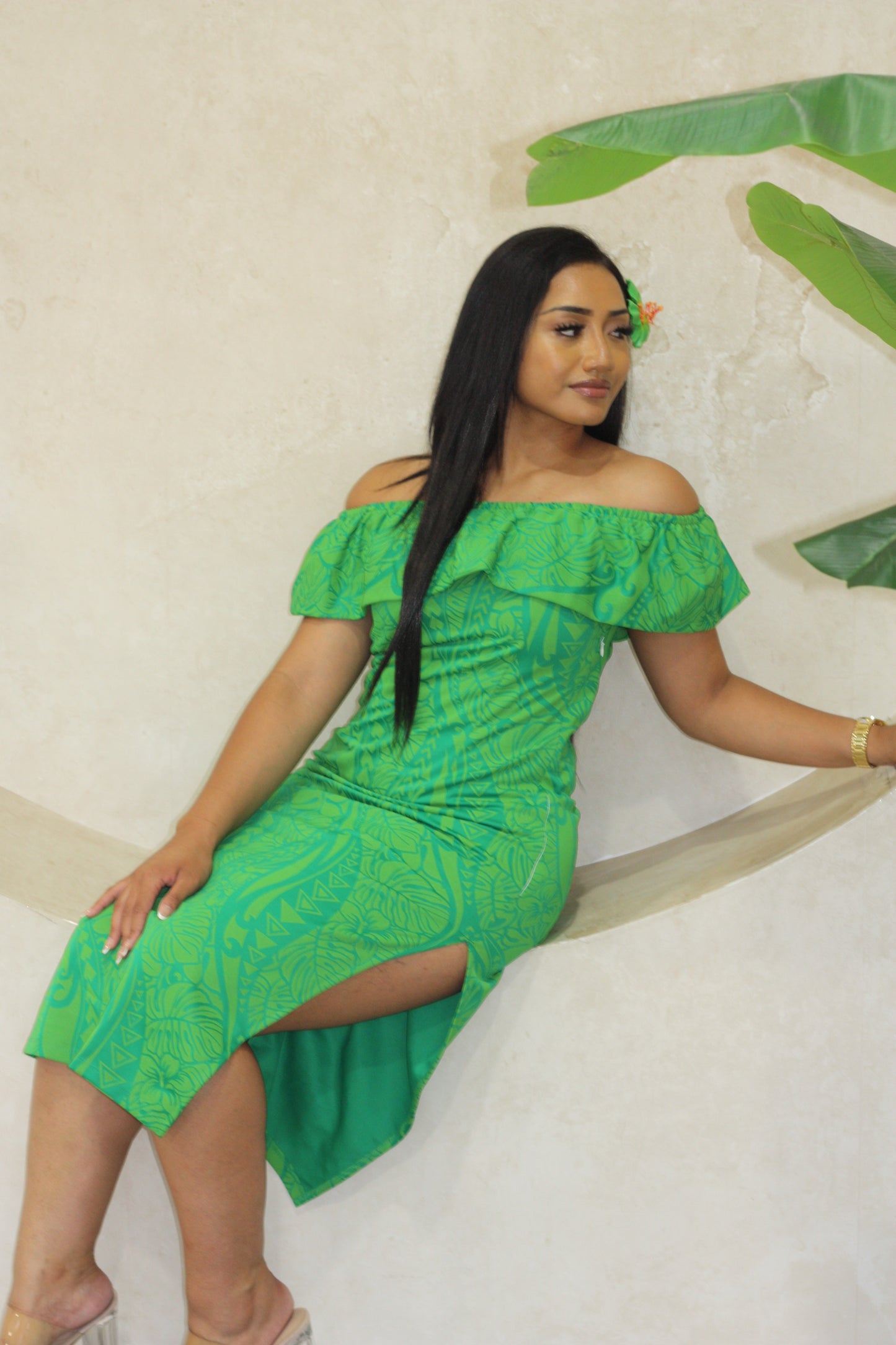 Tropical Mahina Island Dress (Green) FB1760