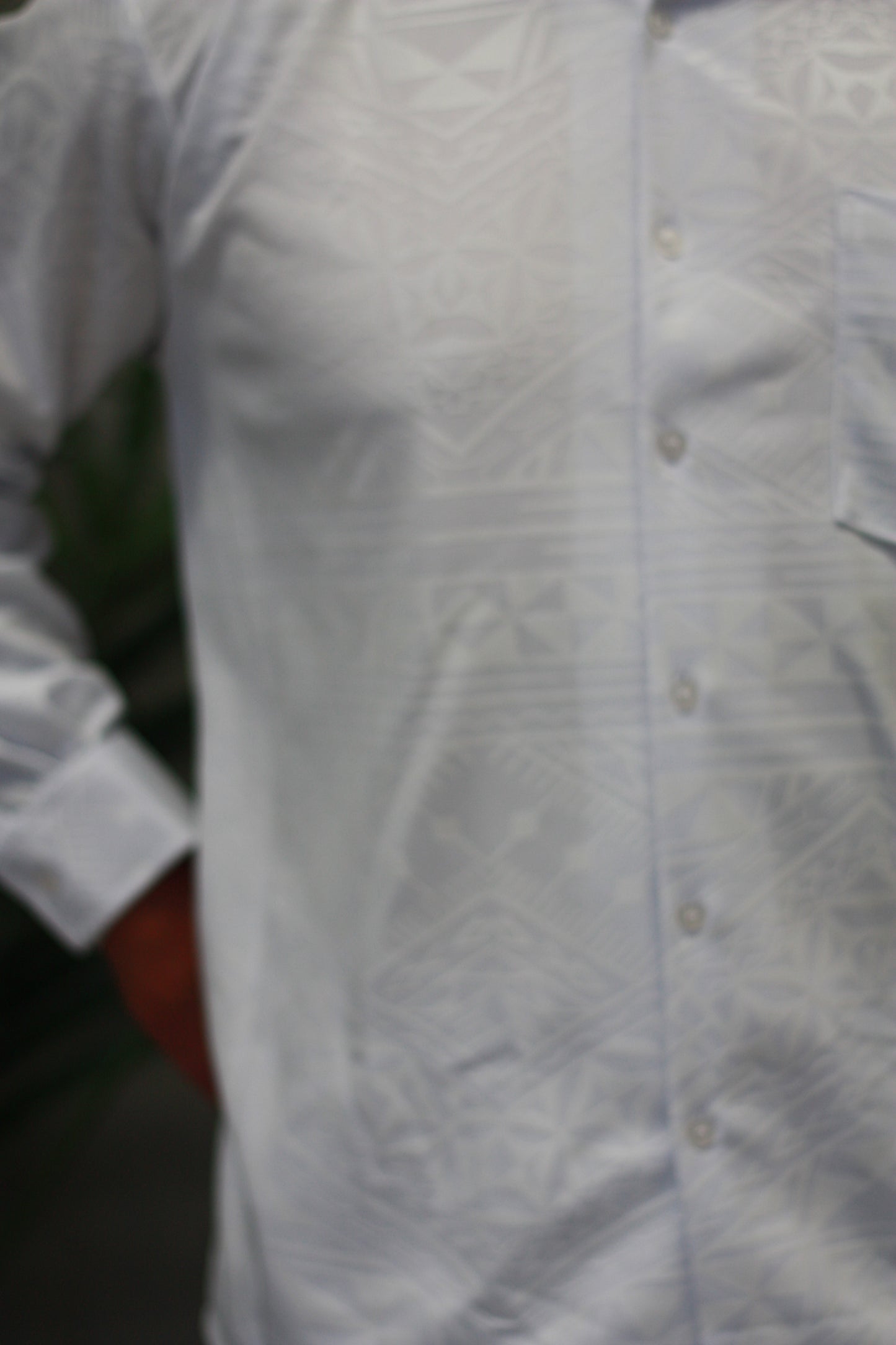 Polynesian Fashion Mens Long Sleeve Shirt -White on White