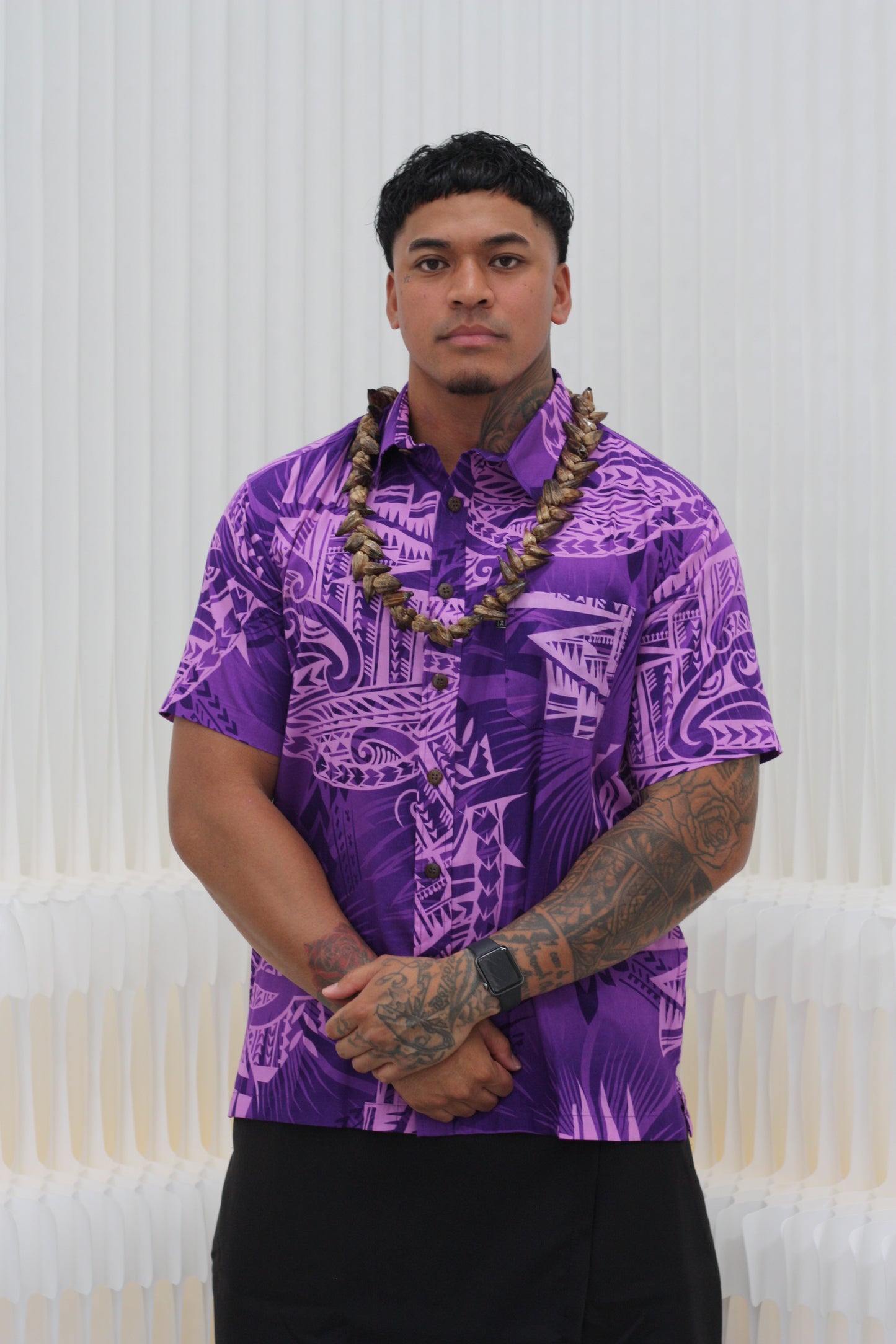 Tribal Origin Men's Bula Shirt FB1413 ( Purple ) SS3201