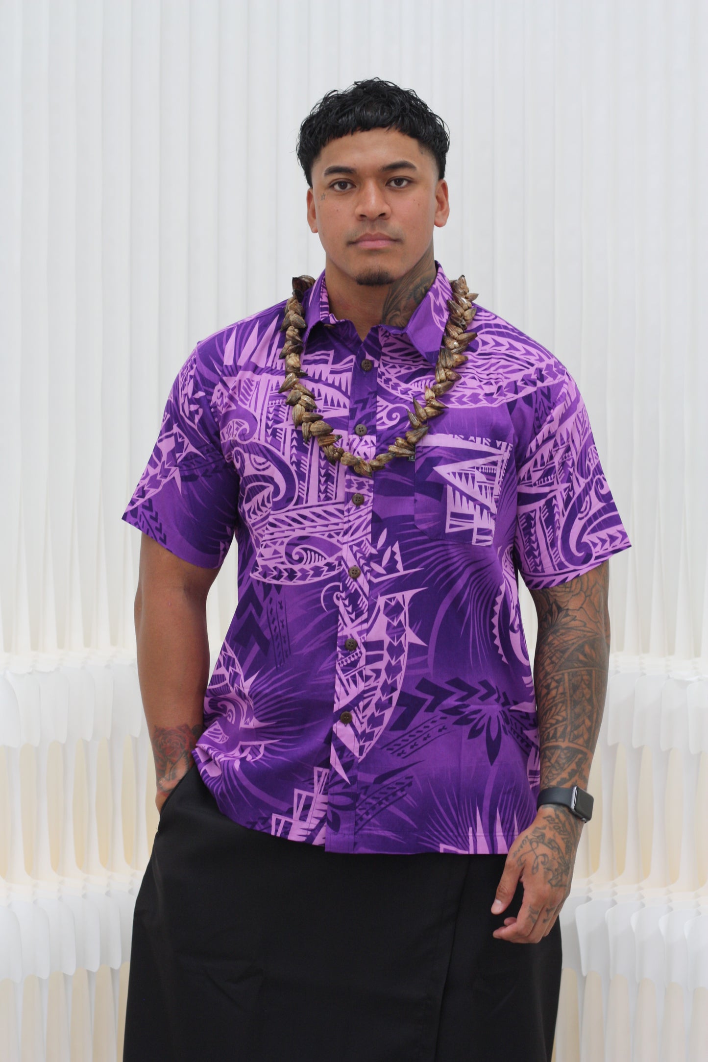 Tribal Origin Men's Bula Shirt FB1413 ( Purple ) SS3201