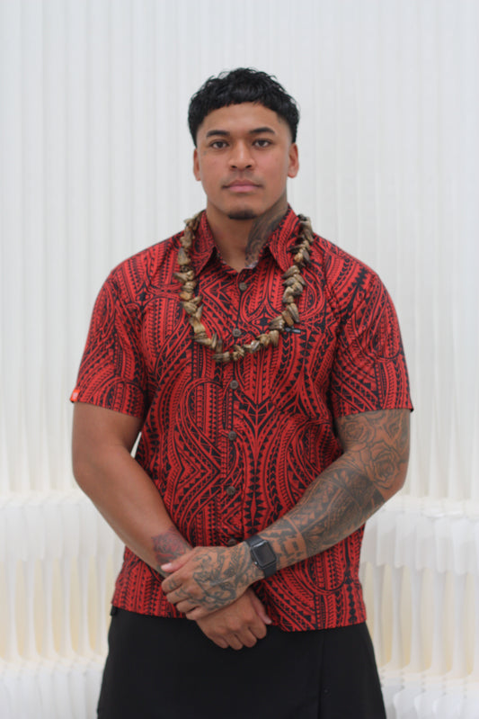 Tanoa Samoa Men's Shirt SS2801-TS New ( Hibiscus )