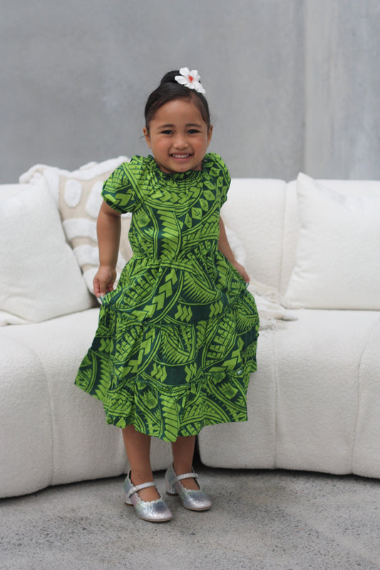 Kalavata Livai Girl's Dress ( Green )