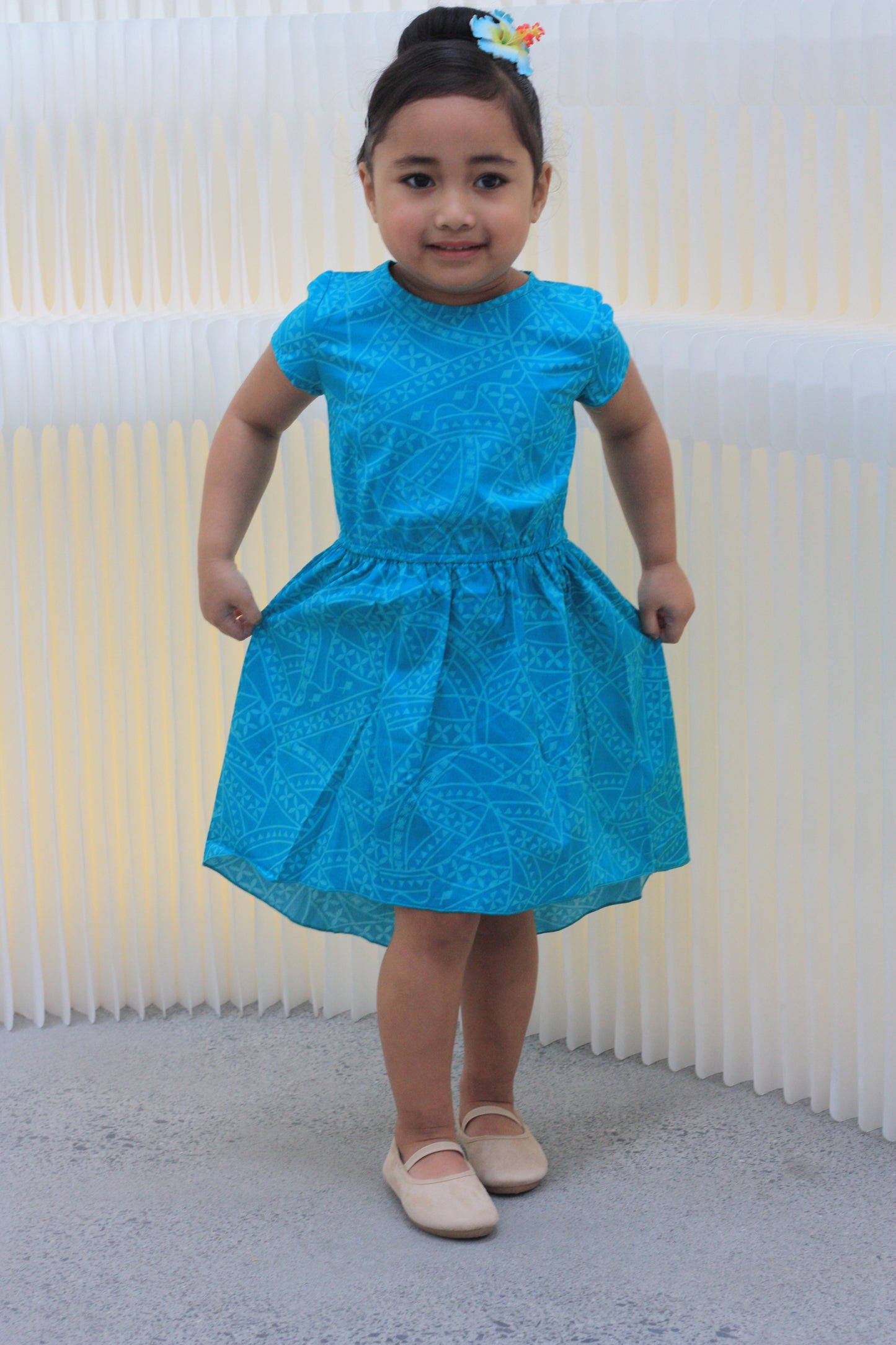 Kalavata Hawea Girls Dress ( Jade Blue )